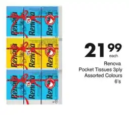 Save Hyper Renova Pocket Tissues 3ply Assorted Colours offer