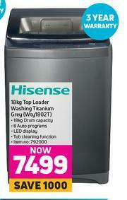 Game Hisense 18Kg Top Loader Washing Titanium Grey WTY1802T offer