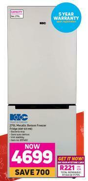 Game KIC 276L Metallic Bottom Freezer Fridge KBF 631 ME offer