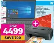 Game Proline 35cm Intel Celeron Laptop & Canon 3 In 1 Inkjet Printer Bundle offer