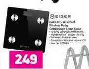 Game Eiger Galileo Bluetooth Wireless Body Composition Smart Scale offer