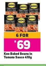 Game Koo Baked Beans In Tomato Sauce-For 6 x 410g offer