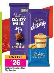 Game Cadbury Chocolate Slab Assorted-For Any 2 x 80g offer