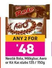 Game Nestle Rolo, Milkybar, Aero Or Kit Kat Slabs-For Any 2 x 135/150g offer