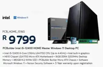 Computer Mania PCBuilder Intel i5-12400 Home Master Windows 11 Desktop PC offer