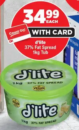 OK MiniMark D'lite 37% Fat Spread Tub offer