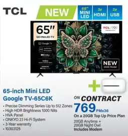 Incredible Connection TCL 65-inch Mini LED Google TV-65C6K offer