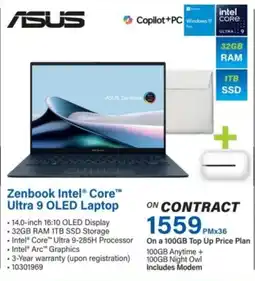 Incredible Connection ASUS Zenbook Intel Core Ultra 9 OLED Laptop offer