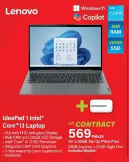 Incredible Connection Lenovo IdeaPad 1 Intel Core i3 Laptop offer