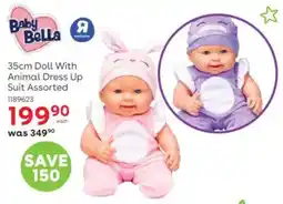 ToysRUs Baby BeLLa Doll With Animal Dress Up Suit Assorted offer