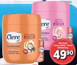 Cosmetic Connection Clere Body Creme + Tissue Oil Duo offer