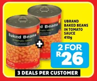 Usave Ubrand baked beans in tomato sauce offer