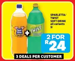 Usave Sparletta/ twist soft drink all variants offer