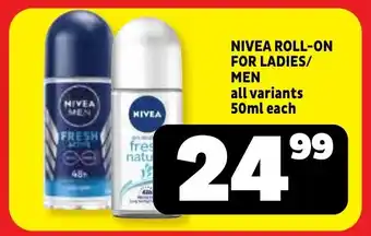 Usave Nivea roll-on for ladies/ men offer
