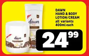 Usave Dawn hand & body lotion/ cream offer