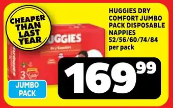 Usave Huggies dry comfort jumbo pack disposable nappies offer