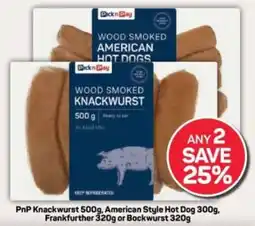 Pick n Pay PnP Knackwurst, American Style Hot Dog, Frankfurther or Bockwurst offer