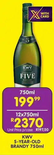 Shoprite KWV 5-Year-Old Brandy 750ml offer