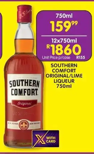 Shoprite SOUTHERN COMFORT ORIGINAL/LIME LIQUEUR 750ml offer
