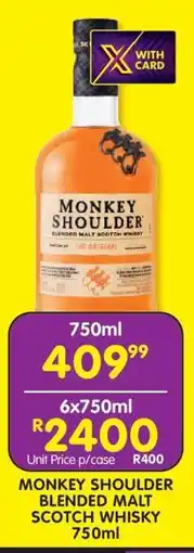 Shoprite Monkey Shoulder Blended Malt Scotch Whisky 750ml offer