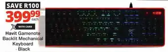 Checkers Havit Gamenote Backlit Mechanical Keyboard offer