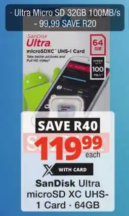 Checkers SanDisk Ultra microSD XC UHS-1 Card offer