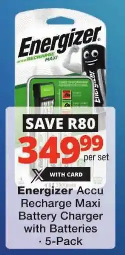 Checkers Energizer Accu Recharge Maxi Battery Charger with Batteries offer