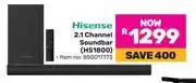 Game Hisense 2.1 Channel Soundbar HS1800 offer