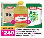 Game Econo Super Maize Meal 5Kg+Econo Medium Grain Parboiled Rice 5Kg+Econo Blended Cooking Oil 5L-All Fo offer