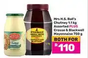 Game Mrs H.S.Ball's Chutney 1.1Kg + Crosse & Blackwell Mayonnaise 750g-Both For offer