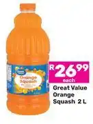 Game Great Value Orange Squash-2L Each offer