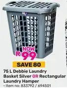 Game 75L Debbie Laundry Basket Silver Or Rectangular Laundry Hamper offer