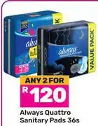 Game Always Quattro Sanitary Pads-For 2 x 36s offer