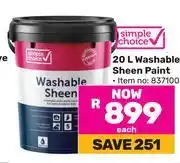 Game Simple Choice 20L Washable Sheen Paint-Each offer