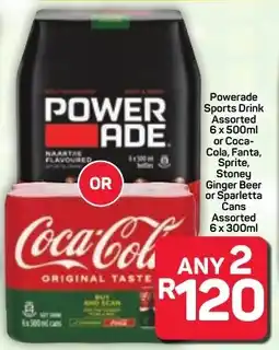 Pick n Pay Hypermarket Powerade Sports Drink Assorted or Coca-Cola, Fanta, Sprite, Stoney Ginger Beer or Sparletta Cans Assorted offer
