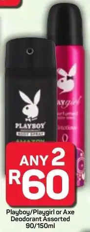 Pick n Pay Hypermarket Playboy/ Playgirl or Axe Deodorant Assorted offer