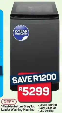 Pick n Pay Hypermarket DEFY Manhattan Grey Top Loader Washing Machine offer