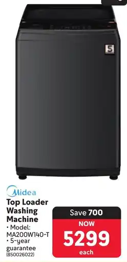 Makro Midea Top Loader Washing Machine offer