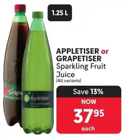 Makro APPLETISER or GRAPETISER Sparkling Fruit Juice offer