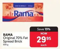 Makro RAMA Original 70% Fat Spread Brick offer