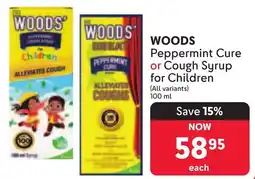 Makro WOODS Peppermint Cure or Cough Syrup for Children offer