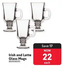 Makro Irish and Latte Glass Mugs offer