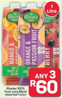 Pick n Pay Hypermarket Rhodes 100% Fruit Juice Blend Assorted 1 Litre offer