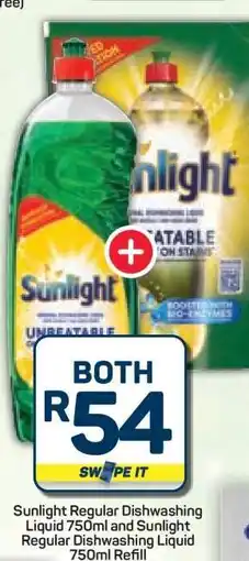 Pick n Pay Hypermarket Sunlight Regular Dishwashing Liquid 750ml and Refill offer