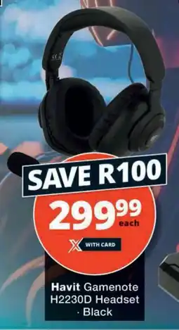 Checkers Hyper Havit Gamenote H2230D Headset offer