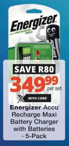 Checkers Hyper Energizer Accu Recharge Maxi Battery Charger with Batteries offer