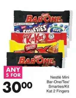 Save Nestlé Mini Bar-One/ Tex/ Smarties/ Kit Kat 2 Fingers offer