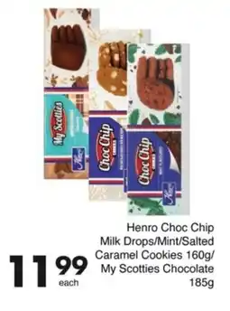 Save Henro Choc Chip Milk Drops/ Mint/ Salted Caramel Cookies/ My Scotties Chocolate offer