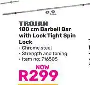 Game Trojan 180cm Barbell Bar With Lock Tight Spin Lock offer