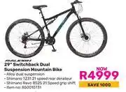 Game Raleigh 29 Switchback Dual Suspension Mountain Bike offer